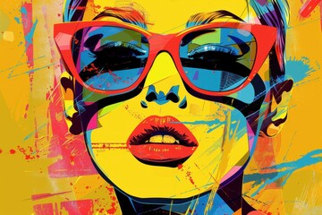 Poster - Colorful street art featuring vibrant lips and expressive design in an urban setting