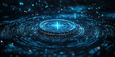 Wall Mural - digital compass visualizing navigation and direction in a futuristic environment
