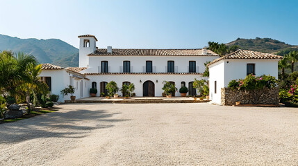 Wall Mural - Modern Spanish Finca with Citrus Grove and Mediterranean Views, Contemporary Ibiza Hillside Estate