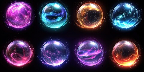 Wall Mural - colorful glowing orbs arranged in a dynamic pattern showcase artistic design and vibrant colors in a