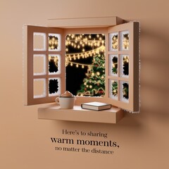 Wall Mural - Christmas and New Year Card - here's to sharing warm moments, no matter the distance