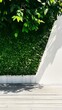© NN AI - Green wall with white minimalist panel, vertical, perfect for architectural design, interior spaces, urban greenery, modern offices and contemporary living environments