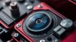 © Michel - Precision Engineering: Close-up of a sophisticated, red and black dial with intricate details, showcasing precision engineering and high-tech design.