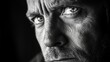 © Юлия Гриб - Intense Close-Up of a Man's Face Capturing Deep Emotions and Details in Black and White Light