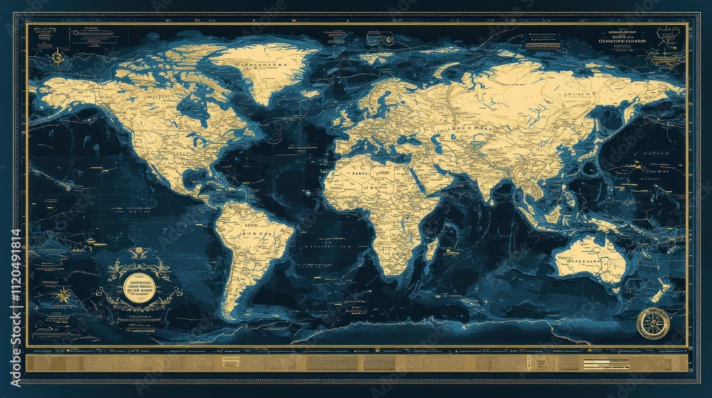 Map Details File World map with topographical details and geographical features. Stock ...
