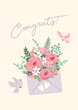 © Nadia Grapes - Vector illustration with wedding bouquet in envelope. Design element for marriage concept and other