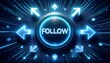 © 문용 최 - 중앙의 팔로우 버튼이 디지털 화살표들로 강조된 모습