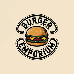 food logo for burger and hamburger sandwich fast food restaurant, burger pizza illustration icon