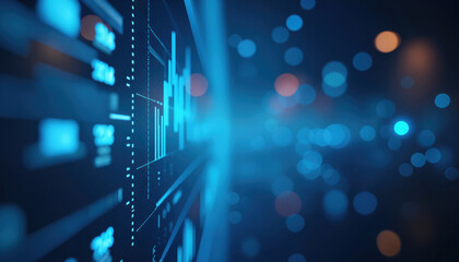 Wall Mural - close-up digital financial display: close-up of a digital financial display with glowing charts and 