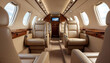 © abu - A luxurious private jet interior with sleek leather seats and elegant design.
