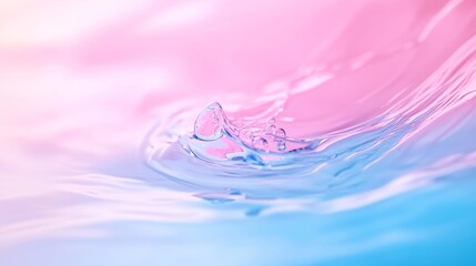 Aufkleber - A delicate soap bubble displays vibrant reflections of blue, pink, and gold, illuminated by soft light, creating mesmerizing abstract patterns on its surface