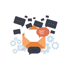 Wall Mural - Communication, chatting. Social media app, mobile instant messenger, web chat. International social network. Virtual communication and media sharing. Email message. Social media marketing strategy