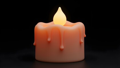 Wall Mural - candle 3D render with dripped wax isolated on a black background create with ai