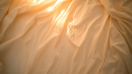 Leinwandbilder - Ivory satin fabric drapes gently, bathed in soft light that highlights its luxurious sheen and rich texture, creating a serene atmosphere
