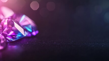 Leinwandbilder - Intricate facets of a single sapphire crystal reflect light, displaying a dazzling interplay of blue and violet hues against a rich black surface