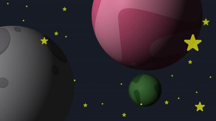 Animated background of planets and stars in outer space