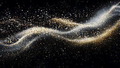 smooth flowing particles light in shades gold and silver on black