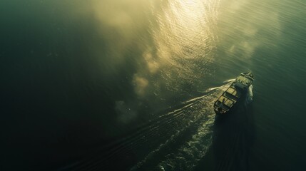 Wall Mural - Cargo ship navigating open waters, symbolizing maritime security and global trade.