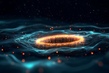 Wall Mural - glowing light particles floating in a dark void, peaceful and subtle effect