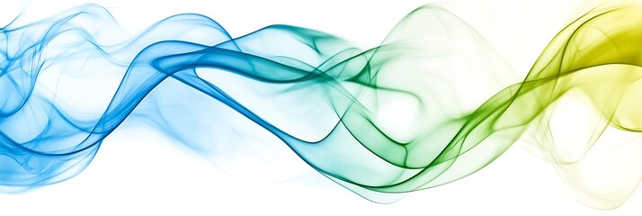 Aufkleber - Abstract Colourful Smoke Stream in Blue Green Yellow on White Background : Generative AI