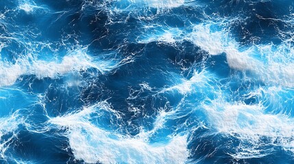 Poster - Dynamic Ocean Wave Pattern Aerial View with Turbulent Sea Water : Generative AI