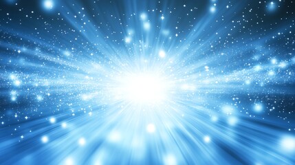 Leinwandbilder - Vibrant Celestial Explosion of Blue Light with Sparkling Stars and Cosmic Radiance : Generative AI