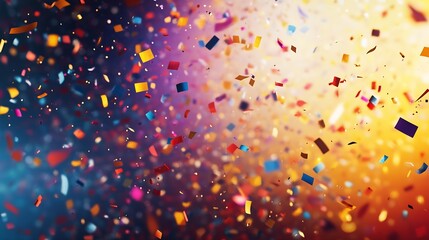 Poster - Vibrant Celebration with Colorful Confetti in Motion Against Bright Backdrop : Generative AI