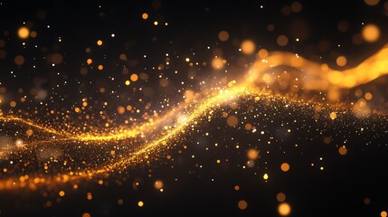 Poster - Mesmerizing Golden Light Waves and Particles in a Dynamic and Abstract Display : Generative AI