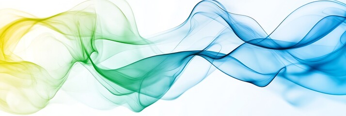 Poster - Minimalist Colourful Smoke Wave Mixing on White Backdrop : Generative AI