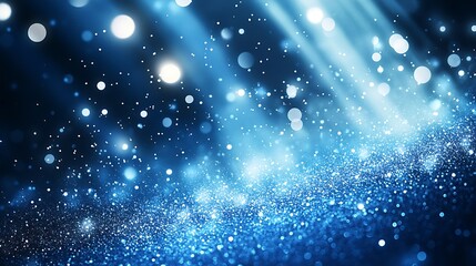 Poster - Magical Bright Blue Bokeh Light Background with Sparkling Particle Effect : Generative AI