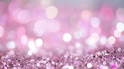 Aufkleber - Shimmering Pink Bokeh Background with Sparkling Glitter Texture for Festive Themes : Generative AI