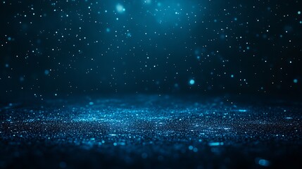 Aufkleber - Mysterious Cosmic Bokeh Effect with Shimmering Particles in a Deep Blue Tone : Generative AI