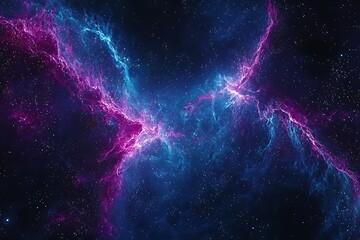 Wall Mural - electric light effects with neon sparkles drifting across dark space