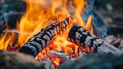 Aufkleber - Logs Ablaze in Bright and Lively Campfire Detail : Generative AI