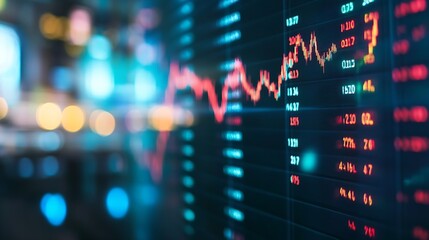 Aufkleber - Financial Stock Market Analysis on Digital Display with Graphs and Data : Generative AI