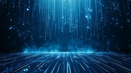 Leinwandbilder - Blue Digital Lines and Data Flow Creating a Futuristic Visual Experience in Virtual Reality : Generative AI