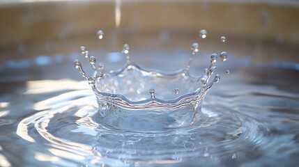 Leinwandbilder - Clear Water Splash in Slow Motion with Focused Droplets and Ripple Effect : Generative AI