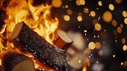 Aufkleber - Warm crackling campfire with glowing sparks and fiery embers creating a cozy atmosphere in the night : Generative AI