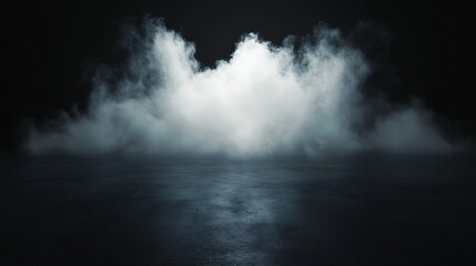 Poster - Mysterious Atmospheric Mist on a Dark Floor Creating an Enigmatic and Eerie Ambience : Generative AI