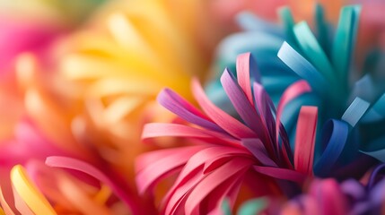 Fototapete - Colorful Paper Swirls Creating Abstract Art with Vibrant Rainbow Tones : Generative AI