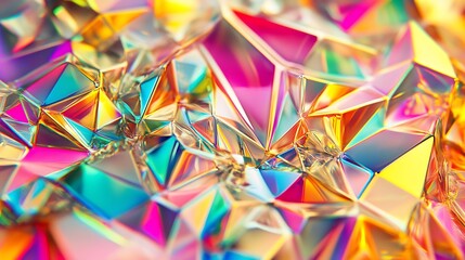 Leinwandbilder - Colorful Abstract Crystal Texture with Geometric Patterns and Rainbow Hues : Generative AI