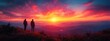 © mobile - Sunset Mountain Hike Adventure Group Trekking Active Journey Outdoor Nature Tour Travel Woman Man Summer Young
