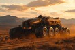 © OnuTH - Exploration vehicle traversing desert landscape at sunset futuristic transport concept off-road adventure environment