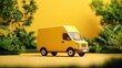 © FoxGrafy - Bright yellow delivery van in a vibrant green setting