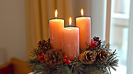 Sticker - a traditional advent wreath adorned with four