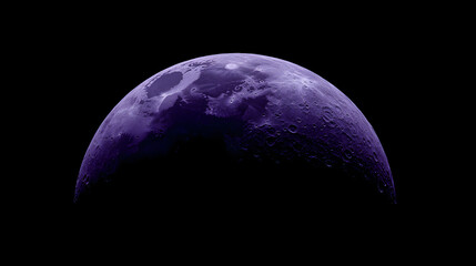 Wall Mural - a stunning close-up of the moon's surface, bathed in a mysterious purple hue. the craters and textur