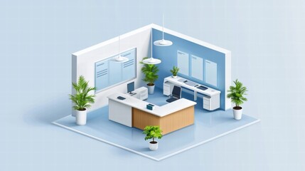 Poster - Modern office interior design with plants and light decor