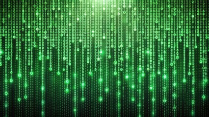 Green binary code cascading down a digital screen , technology, programming, coding, data, internet