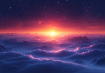 Wall Mural - Cosmic Nebula Starry Galaxy Background Deep Space Night Sky Astronomy