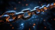 © alva studio - Glowing metallic chain links, connection, strength, security concept.